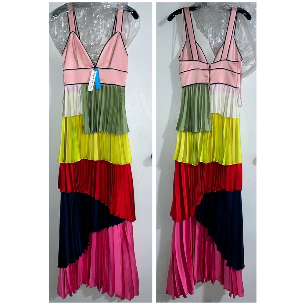 Alice + Olivia x Kidsuper Maisie Pleated Asymmetrical Maxi Dress - Picture 10 of 16